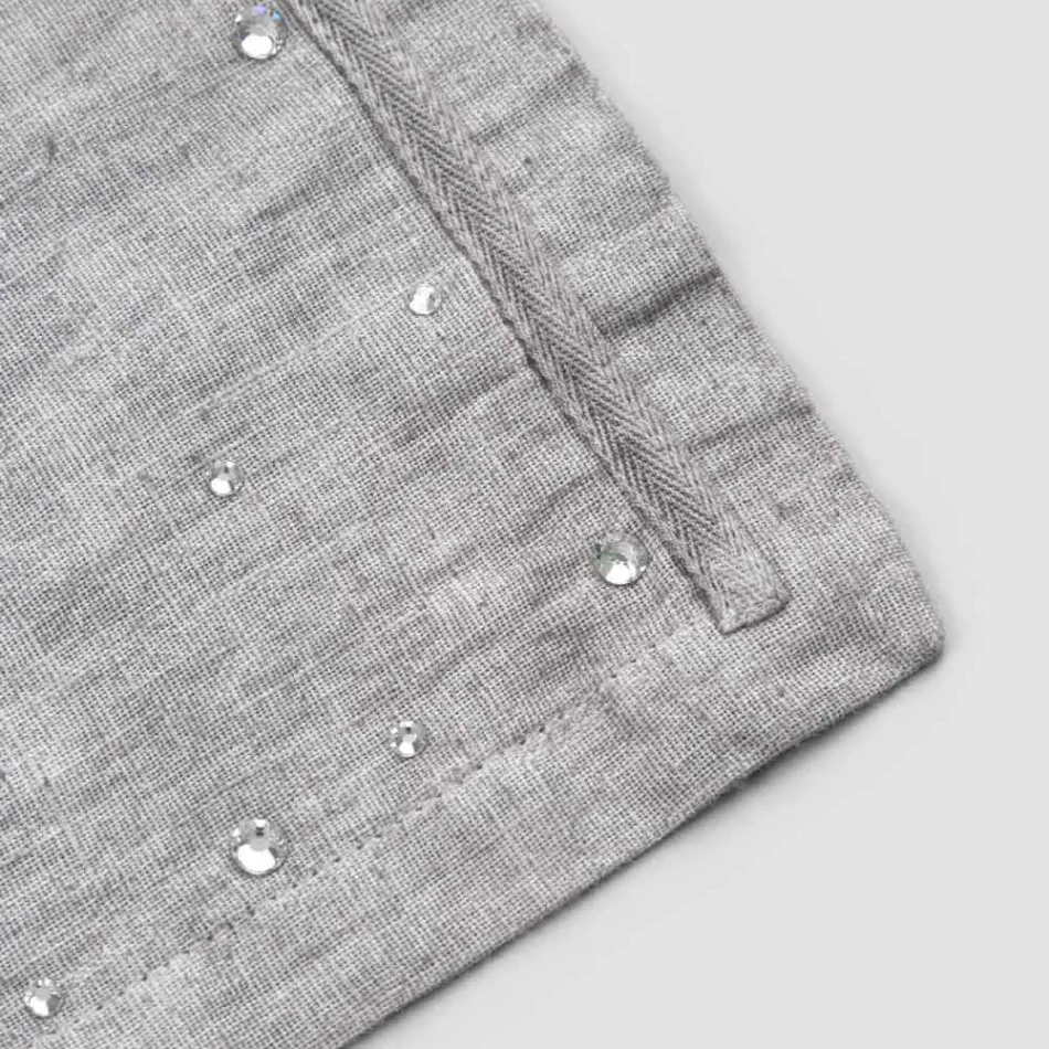 Manteles Individuales de Desayuno de Lino Gris con Cristales 2 Piezas - Macanno Viadurini