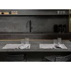 Manteles Individuales de Desayuno de Lino Gris con Cristales 2 Piezas - Macanno Viadurini
