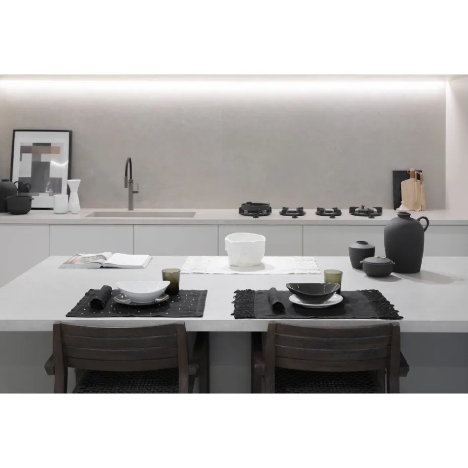 Servilletas de lino con cristales negros o mantequilla, 6 piezas Lujo italiano - Prezio Viadurini