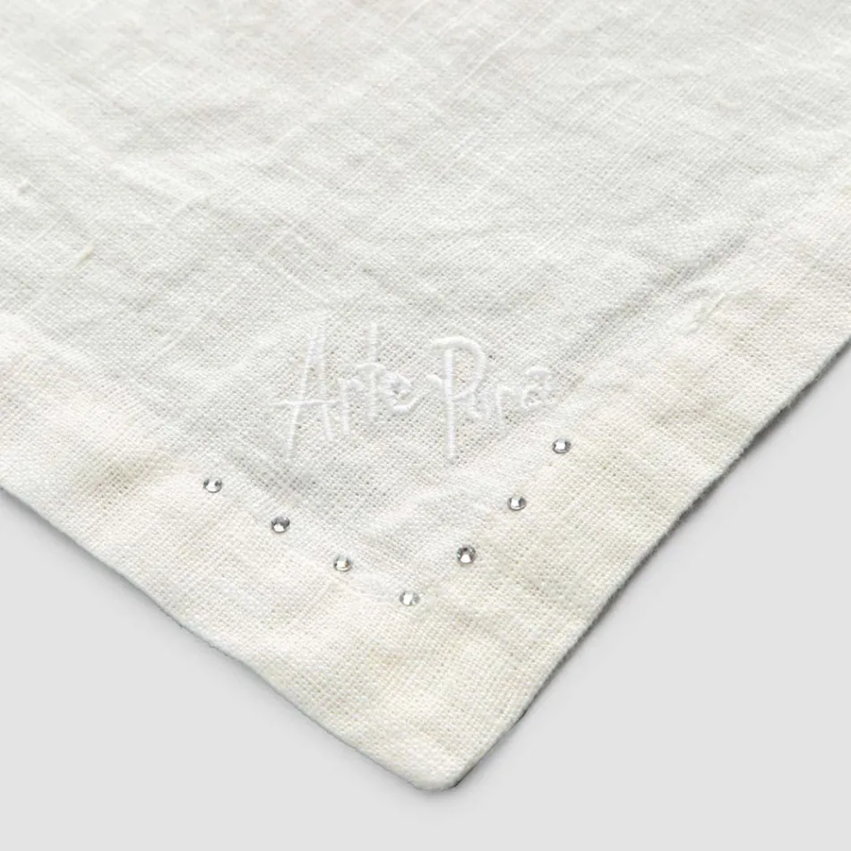 Servilletas de lino con cristales negros o mantequilla, 6 piezas Lujo italiano - Prezio Viadurini