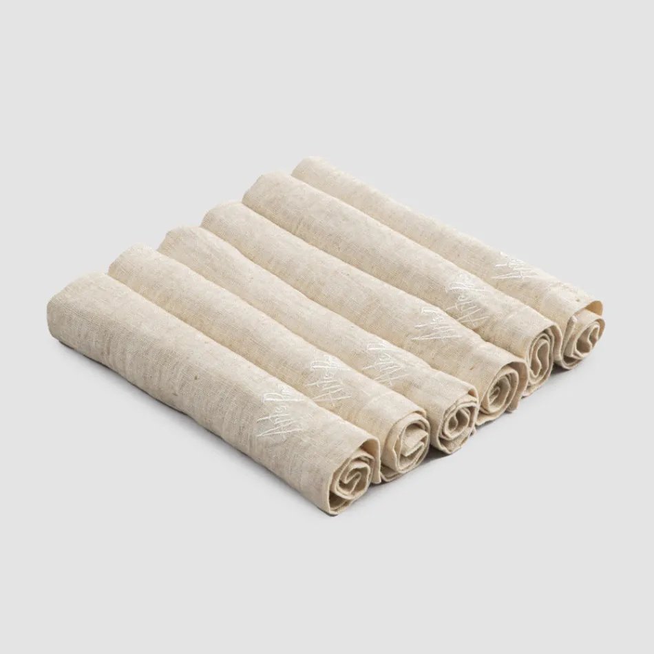 Servilletas de lino pesado con borde doblado, varios colores, 6 piezas - Onestini Viadurini