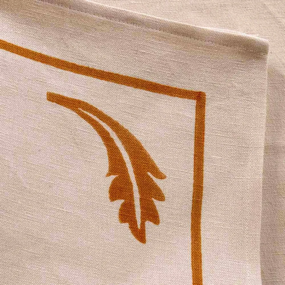 Servilleta en lino mixto con estampado a mano Pieza única Made in Italy - Marcas Viadurini