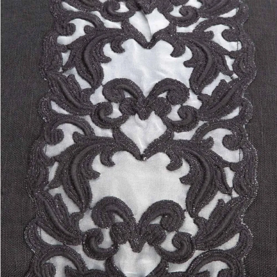 Neceser grande de lino y algodón con encaje farnesio y cremallera, 2 acabados - Mike Viadurini