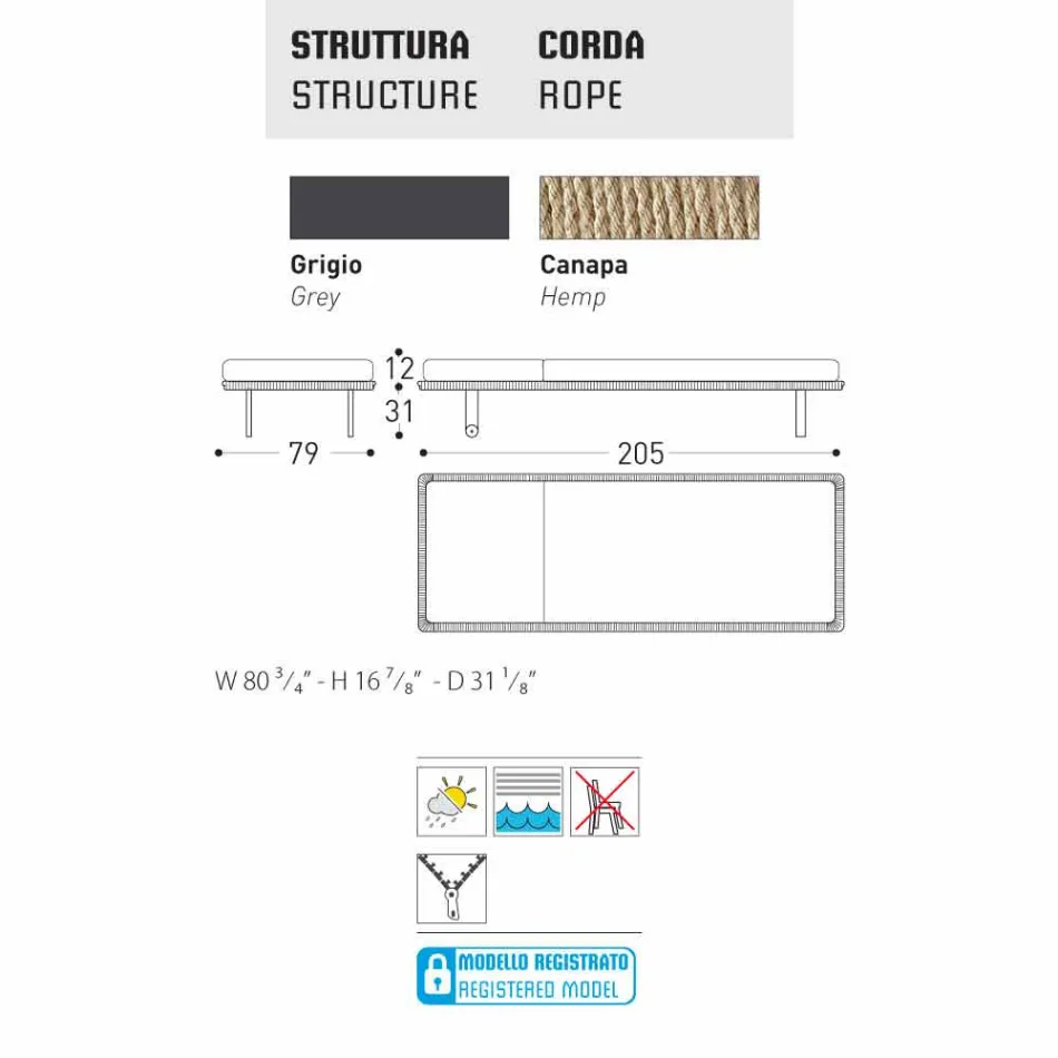 Varaschin Babylon jardín o cama interior, diseño moderno Viadurini