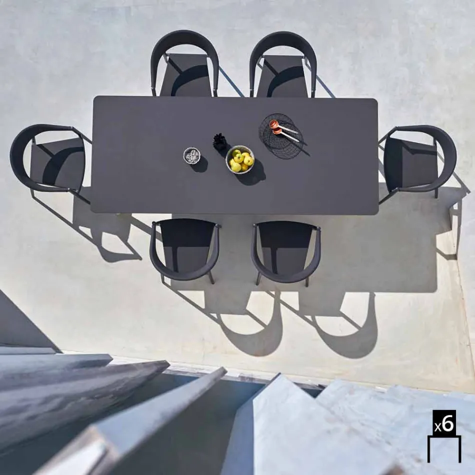 Varaschin silla inteligente de diseño moderno jardín, 6 piezas Viadurini