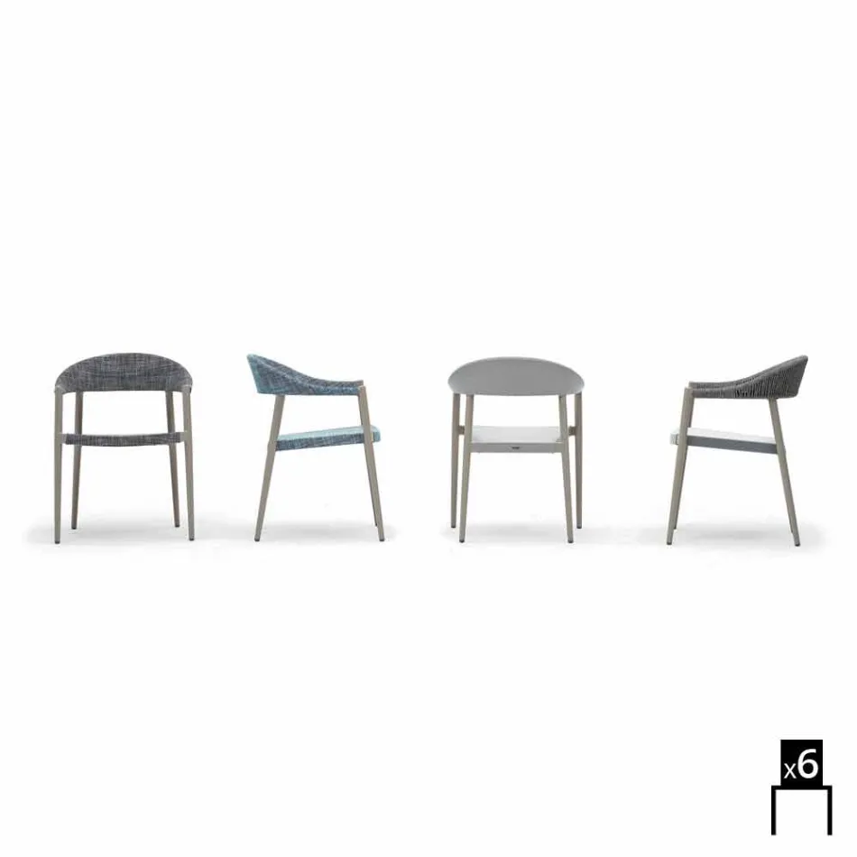 Varaschin silla inteligente de diseño moderno jardín, 6 piezas Viadurini