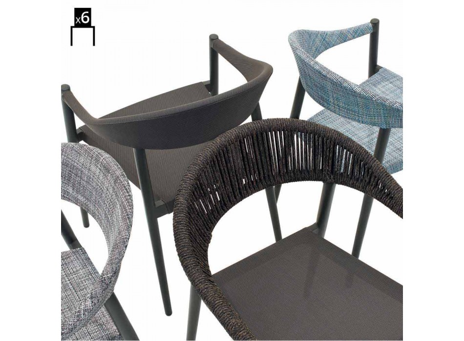 Varaschin silla inteligente de diseño moderno jardín, 6 piezas Viadurini