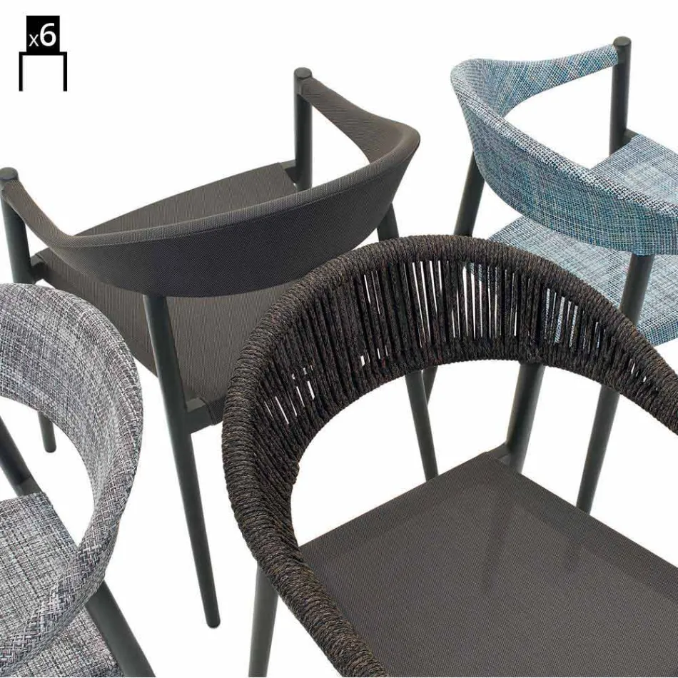 Varaschin silla inteligente de diseño moderno jardín, 6 piezas Viadurini