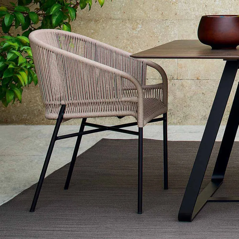 silla Varaschin Cricket con tejidos a mano exteriores, 2 piezas Viadurini