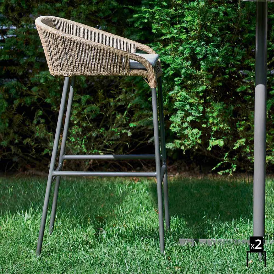 Varaschin Cricket taburete de diseño moderno jardín superior, 2 piezas Viadurini