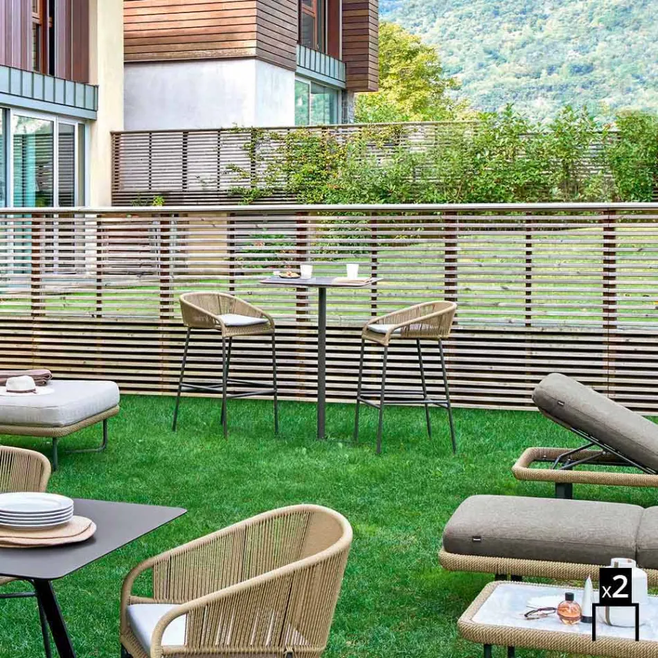 heces Varaschin Cricket moderna de aluminio jardín, 2 piezas Viadurini