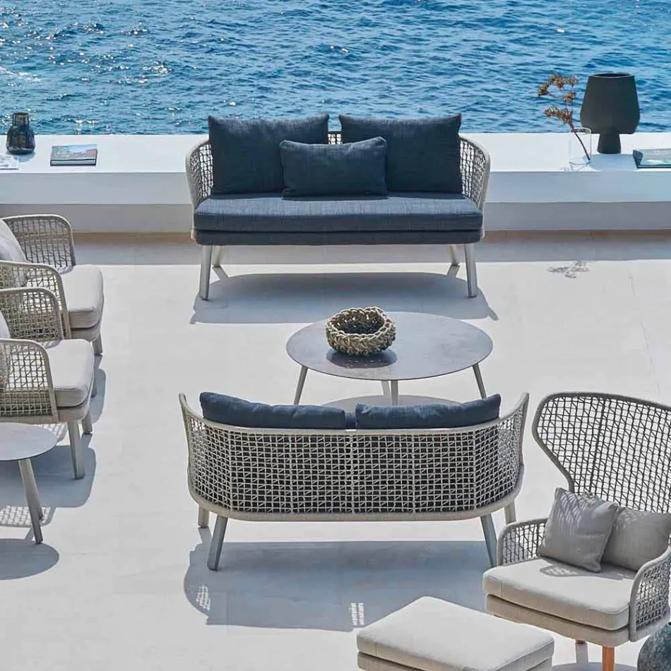 Varaschin Emma sofá de jardín tapizado biplaza moderno Viadurini