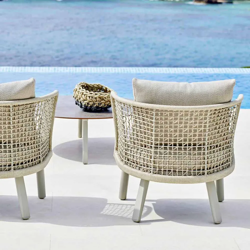 Sillón de jardín Varaschin Emma tapizado en tela y metal Viadurini