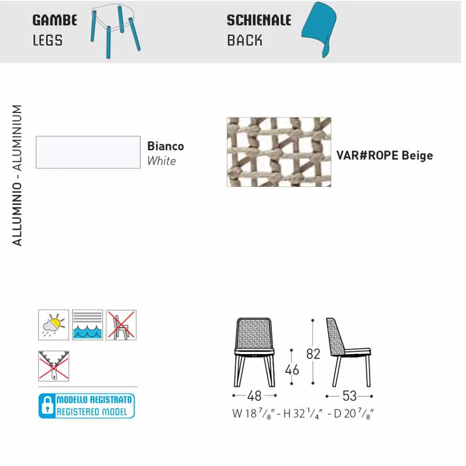 Varaschin Emma design silla de exterior en tela y aluminio Viadurini