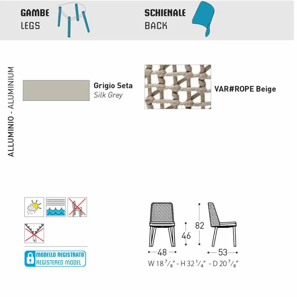 Varaschin Emma design silla de jardín en tela y aluminio Viadurini