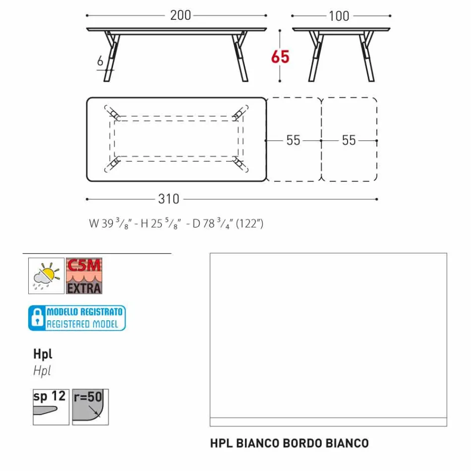 Varaschin Enlace mesa de mesa con patas de madera de teca, H65 cm Viadurini