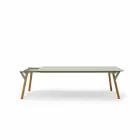 Varaschin Enlace mesa de mesa con patas de madera de teca, H65 cm Viadurini
