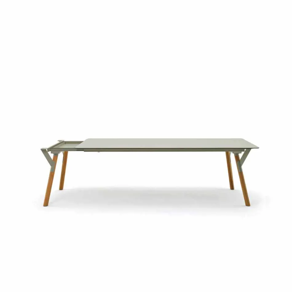 Varaschin Enlace mesa de mesa con patas de madera de teca, H65 cm Viadurini
