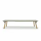 Varaschin Enlace mesa de mesa con patas de madera de teca, H65 cm Viadurini