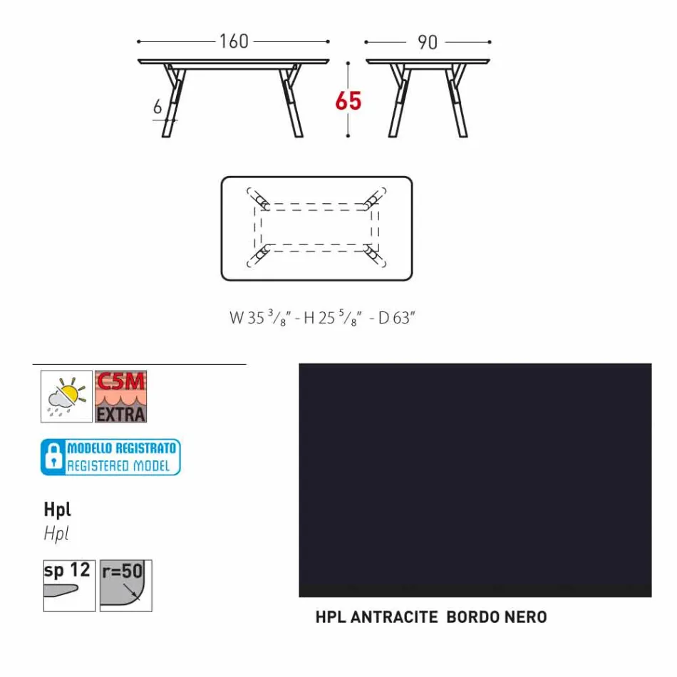 mesa Varaschin Enlace con patas de madera de teca, H 65 cm Viadurini