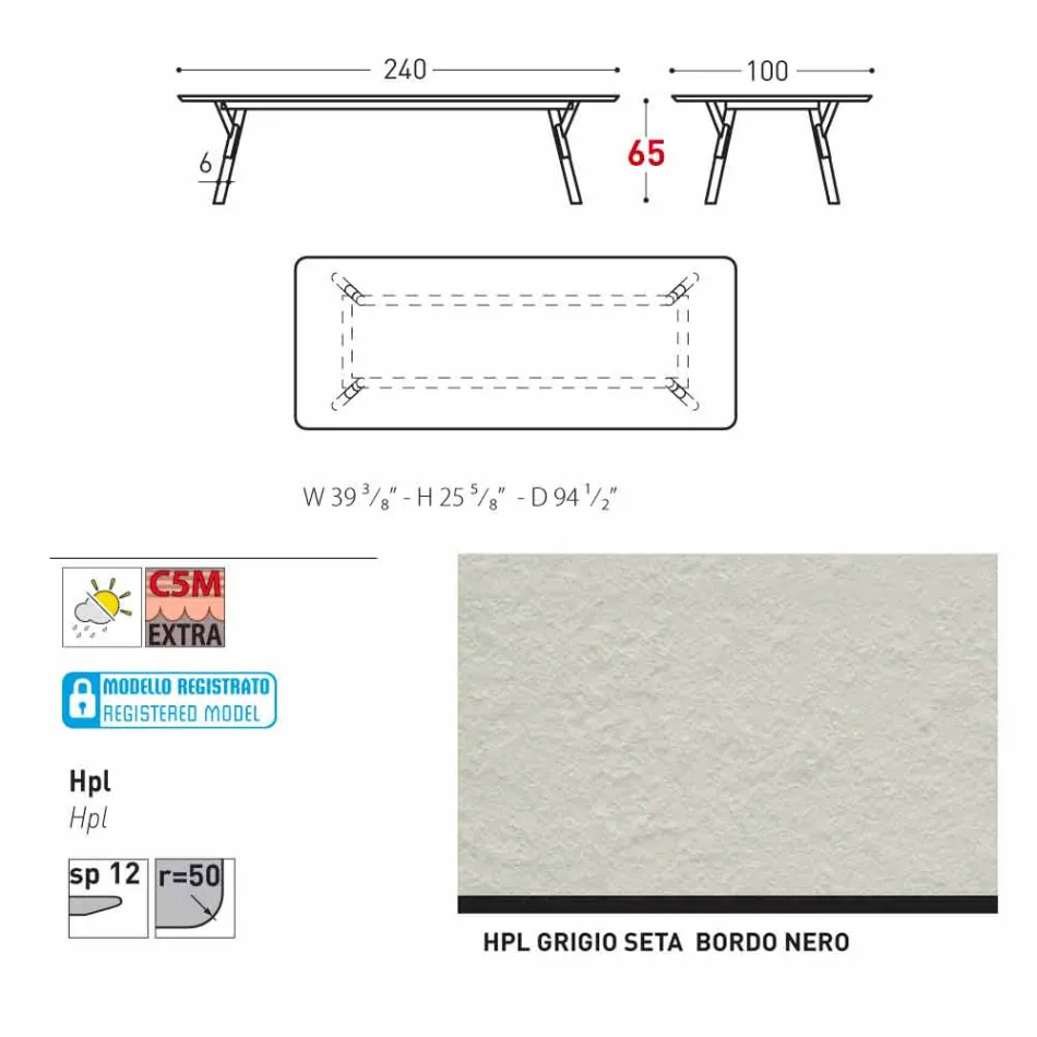 mesa Varaschin Enlace con patas de madera de teca, H 65 cm Viadurini
