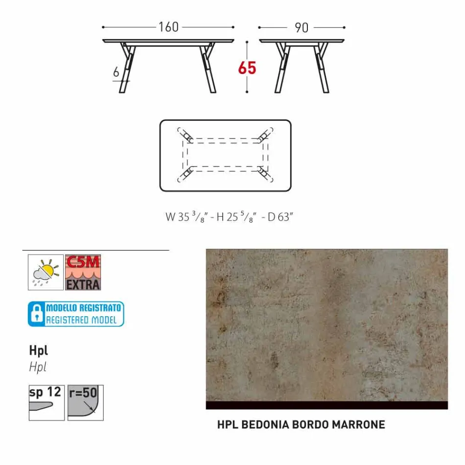 mesa Varaschin Enlace con patas de madera de teca, H 65 cm Viadurini