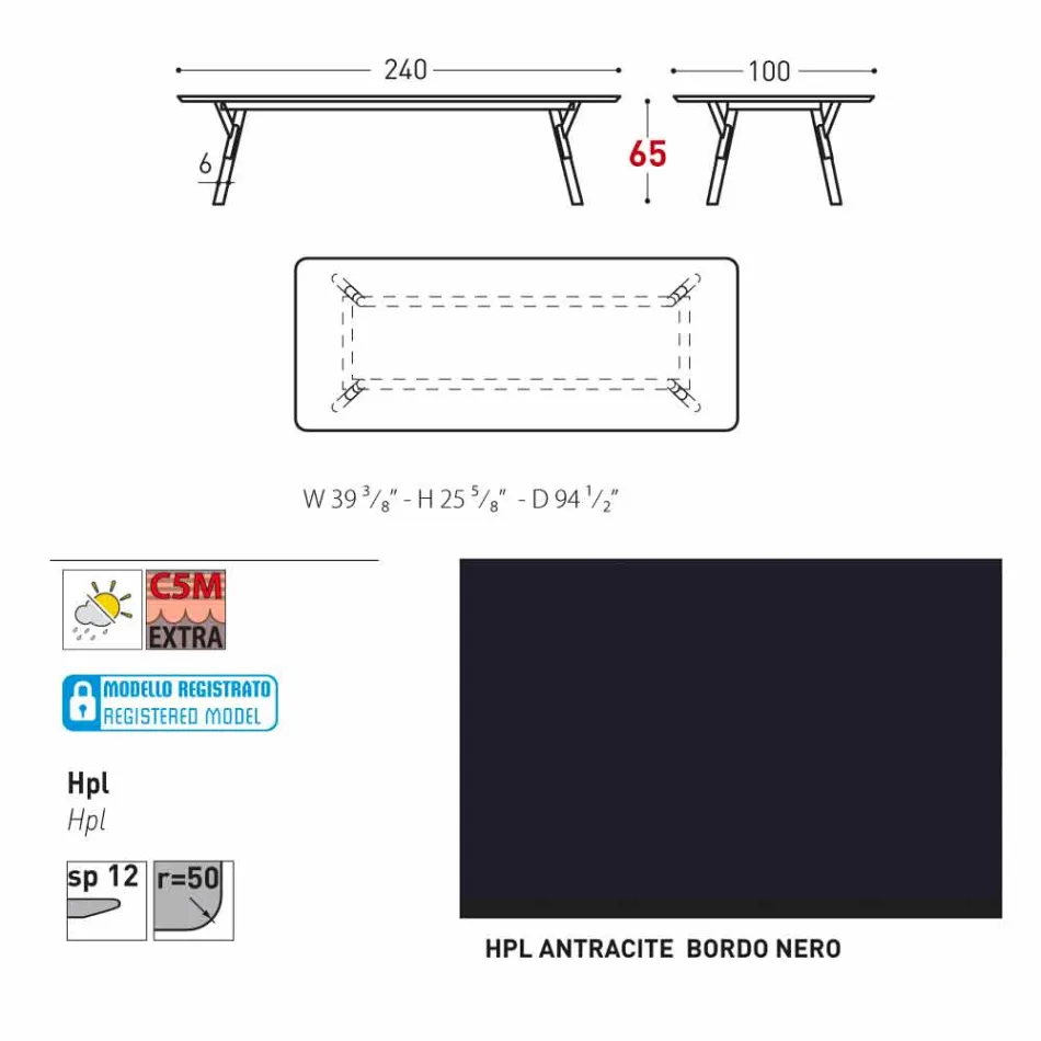 mesa Varaschin Enlace con patas de madera de teca, H 65 cm Viadurini