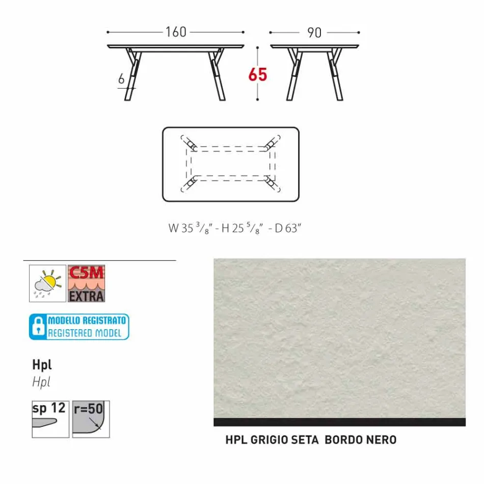 mesa Varaschin Enlace con patas de madera de teca, H 75 cm Viadurini