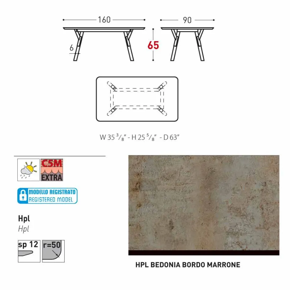mesa Varaschin Enlace con patas de madera de teca, H 75 cm Viadurini