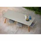 mesa Varaschin Enlace con patas de madera de teca, H 75 cm Viadurini