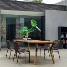 mesa Varaschin Enlace con patas de madera de teca, H 75 cm Viadurini