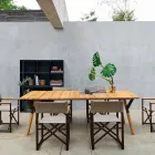 Varaschin Enlace madera de teca de comedor mesa de jardín H 75 cm Viadurini