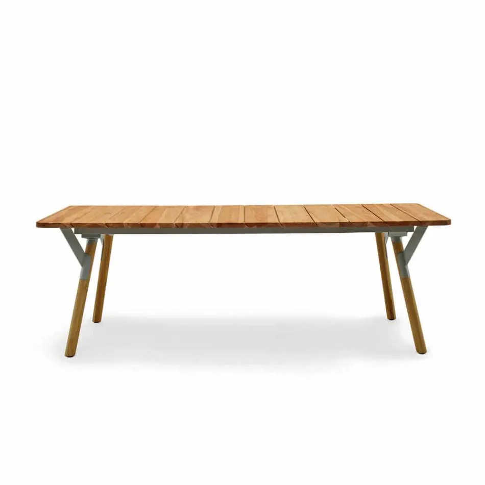 Varaschin Enlace madera de teca de comedor mesa de jardín H 75 cm Viadurini