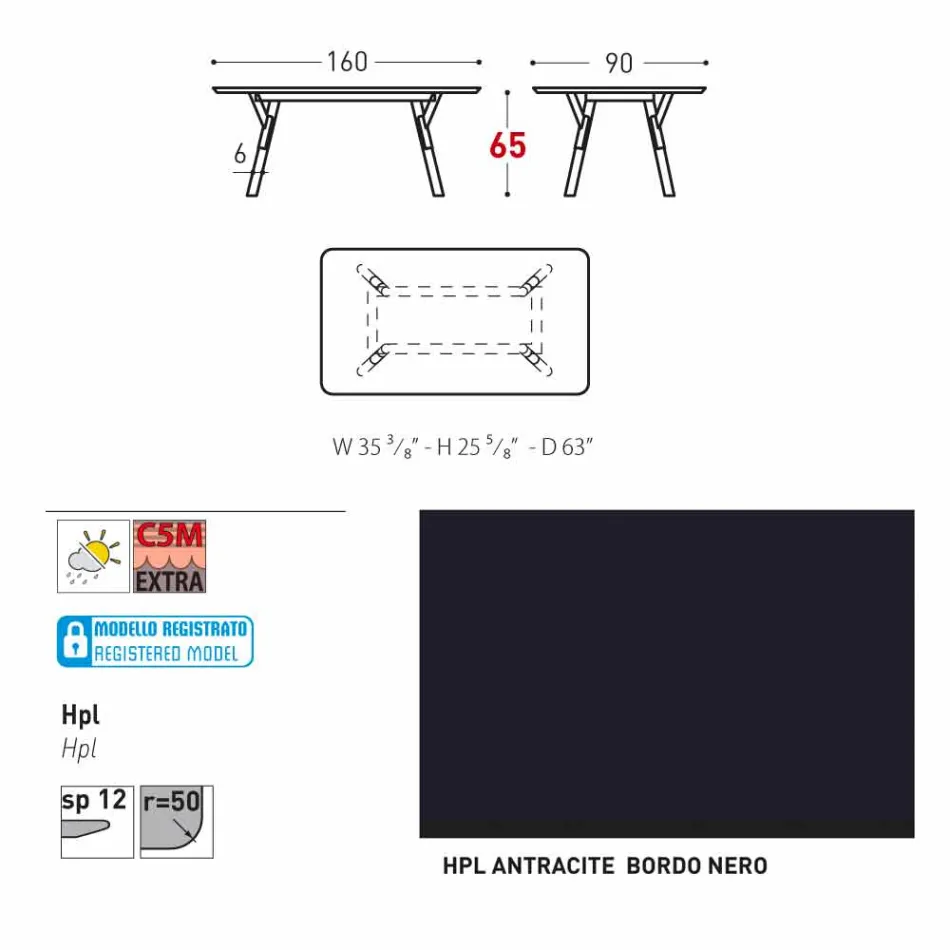 Varaschin Enlace mesa de comedor fija desde externas o internas H 65 cm Viadurini