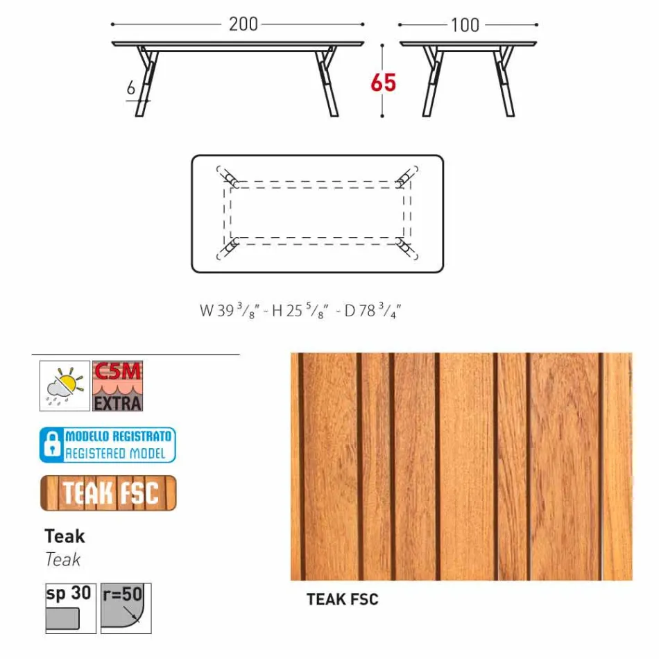 Varaschin Enlace mesa de comedor fija desde externas o internas H 65 cm Viadurini