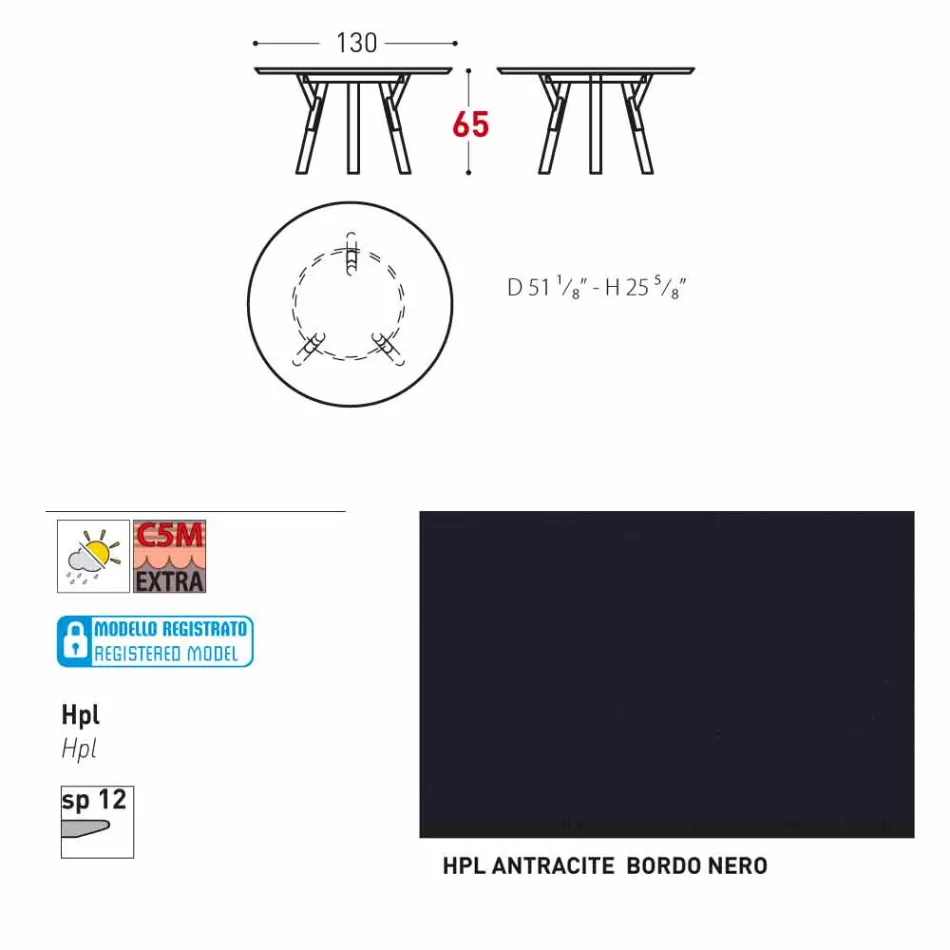 Varaschin mesa redonda Enlaces por el diseño moderno interior / exterior, H 65 cm Viadurini