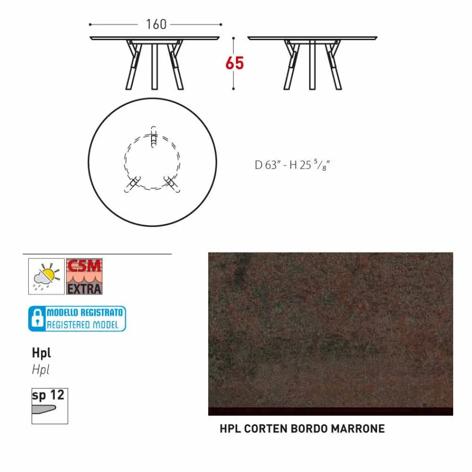 Varaschin mesa redonda Enlaces por el diseño moderno interior / exterior, H 65 cm Viadurini