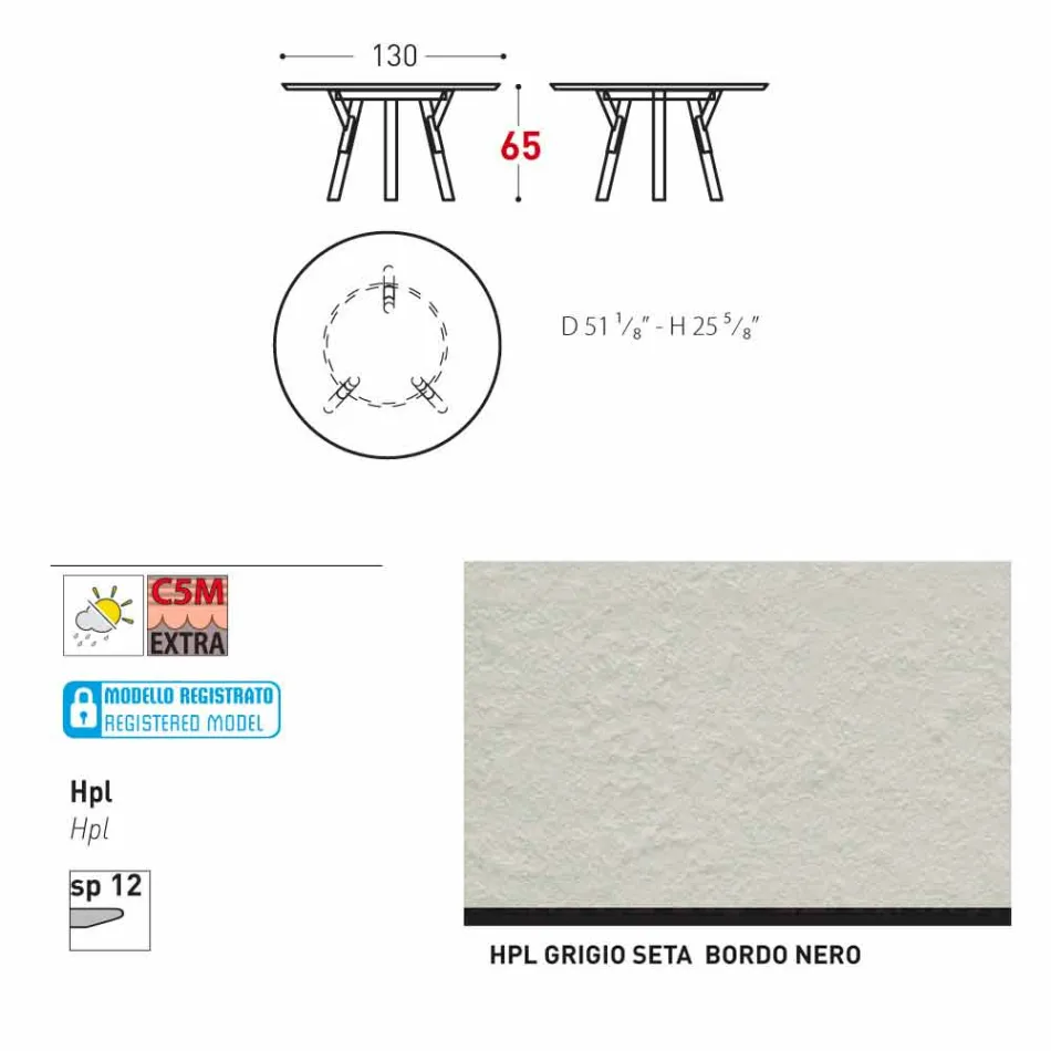 Varaschin mesa redonda Enlaces por el diseño moderno interior / exterior, H 65 cm Viadurini