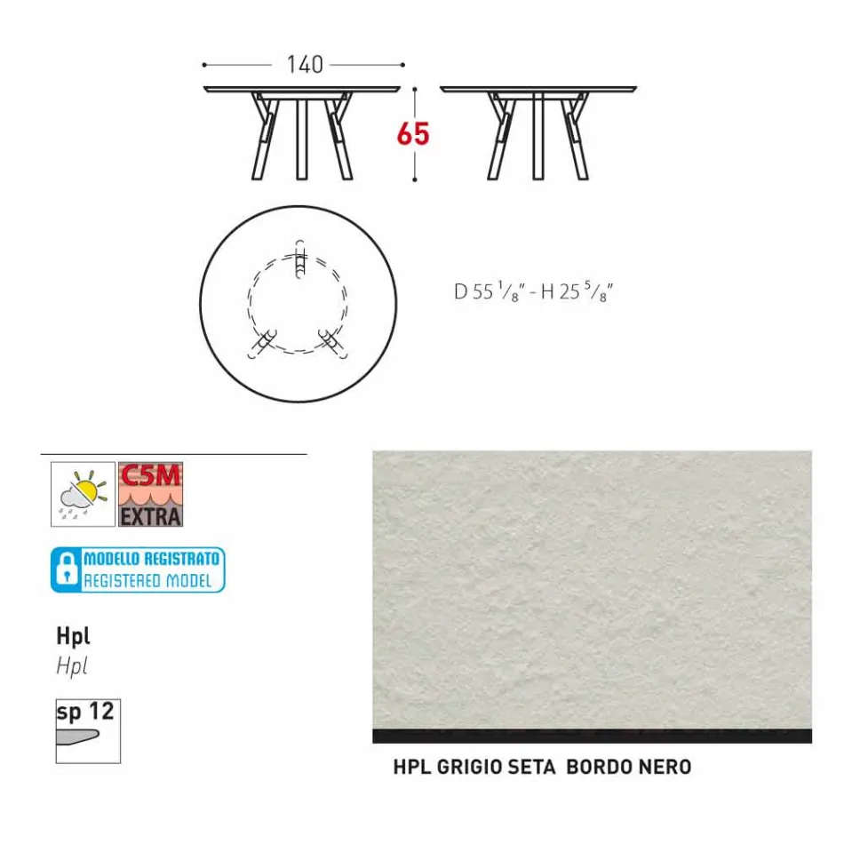 Varaschin mesa redonda Enlaces por el diseño moderno interior / exterior, H 65 cm Viadurini