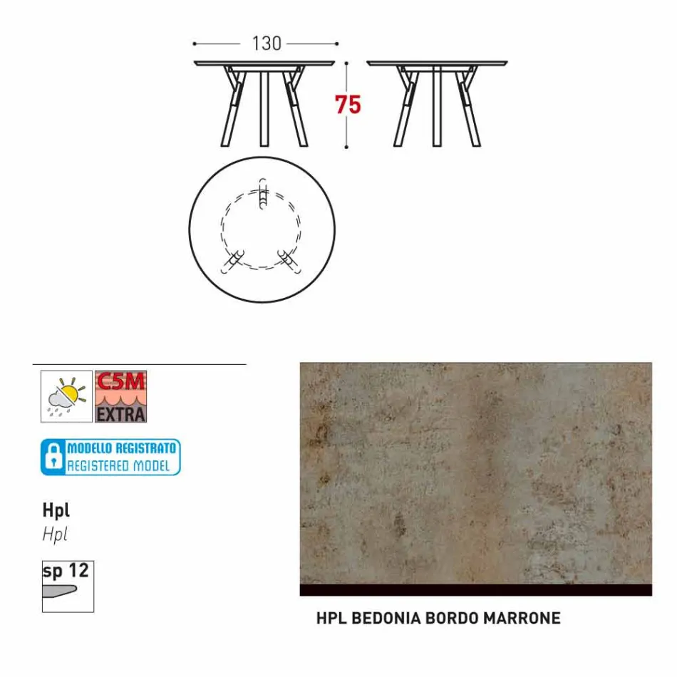 Varaschin Enlaces Mesa redonda diseño moderno jardín, H 75 cm Viadurini