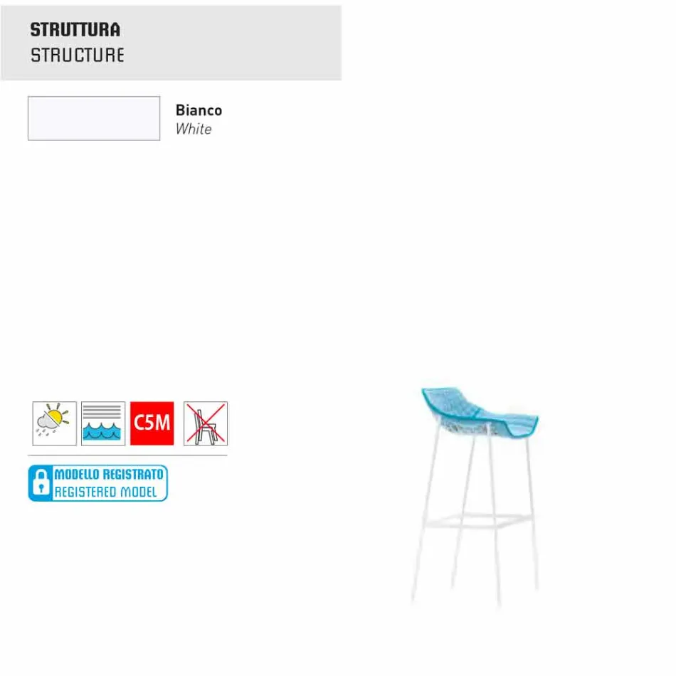 Taburete de verano Varaschin Outdoor, en acero y tejido. Viadurini