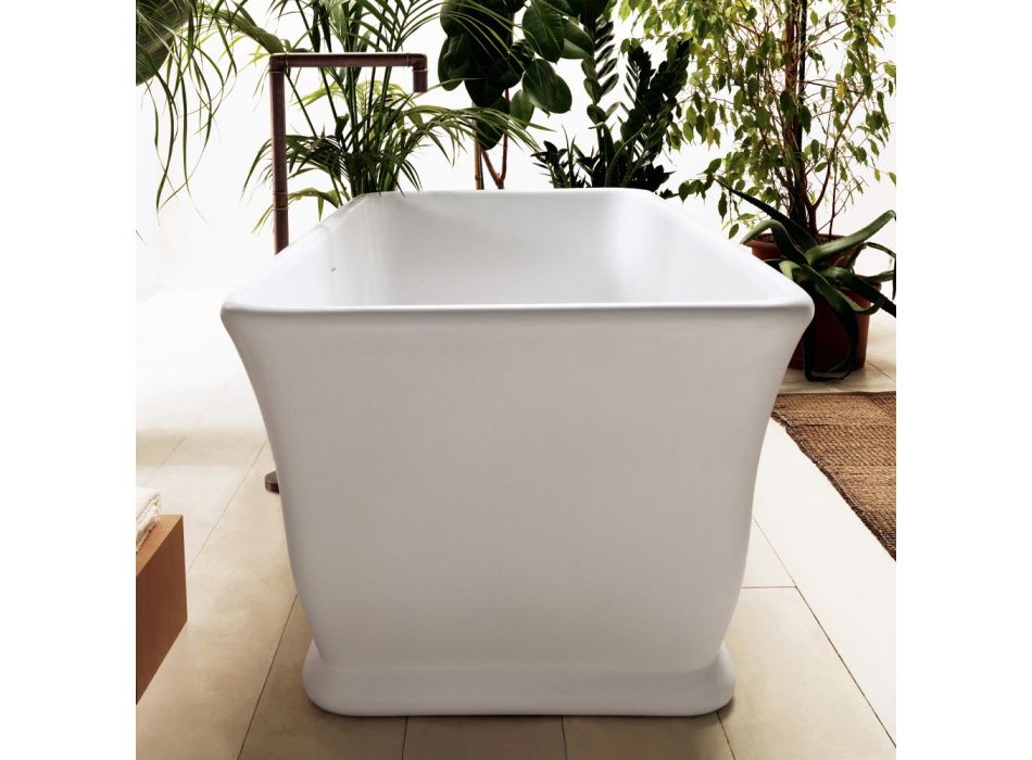 Bañera independiente blanca en superficie sólida Made in Italy - Cleopatra Viadurini