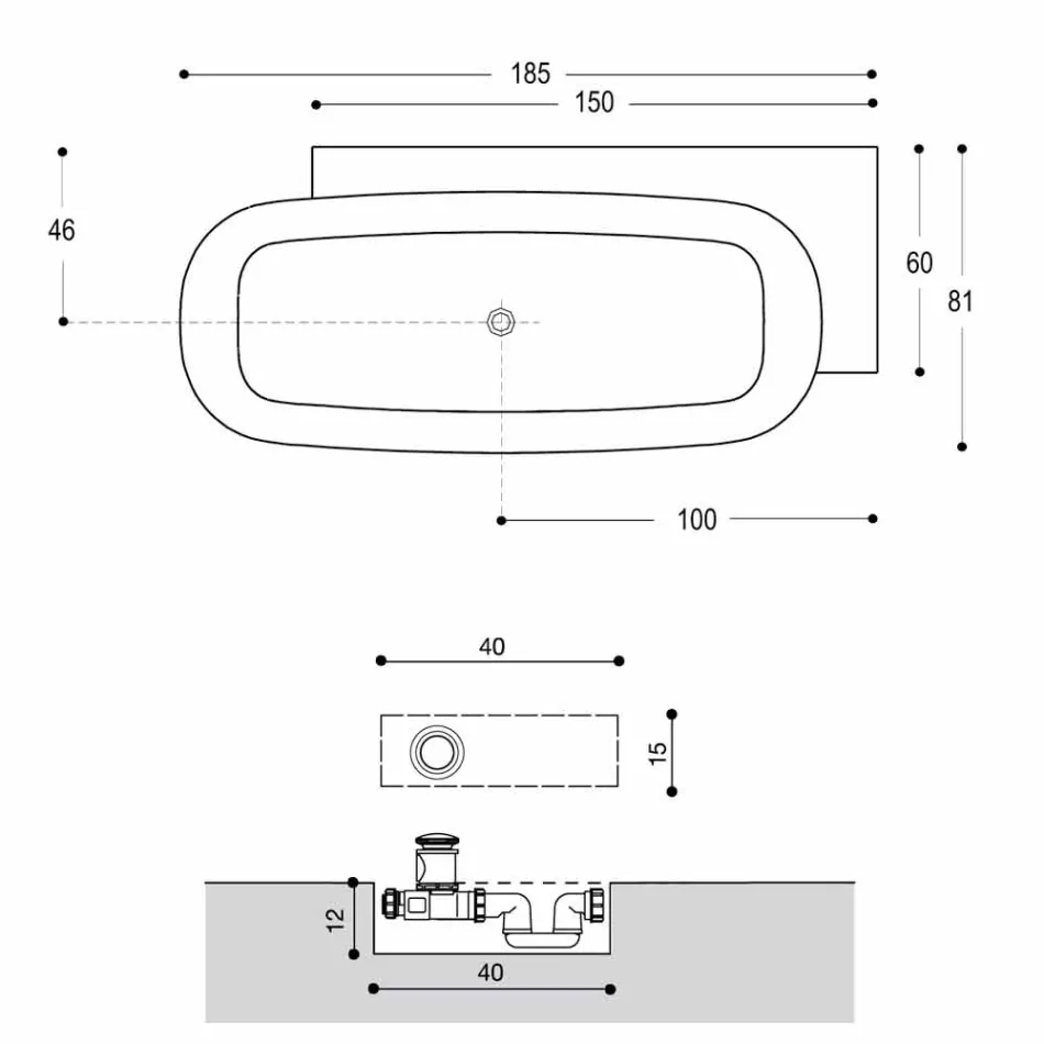 Bañera independiente de diseño blanco de estilo moderno - Lipperiavas1 Viadurini