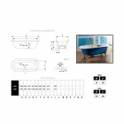 Bañera de hierro fundido pintado autoportante con los pies Diane Viadurini