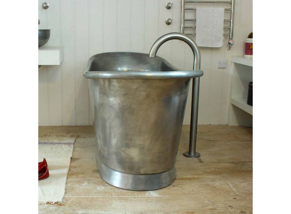 Bañera independiente baño de cobre acabado en níquel Julia Viadurini