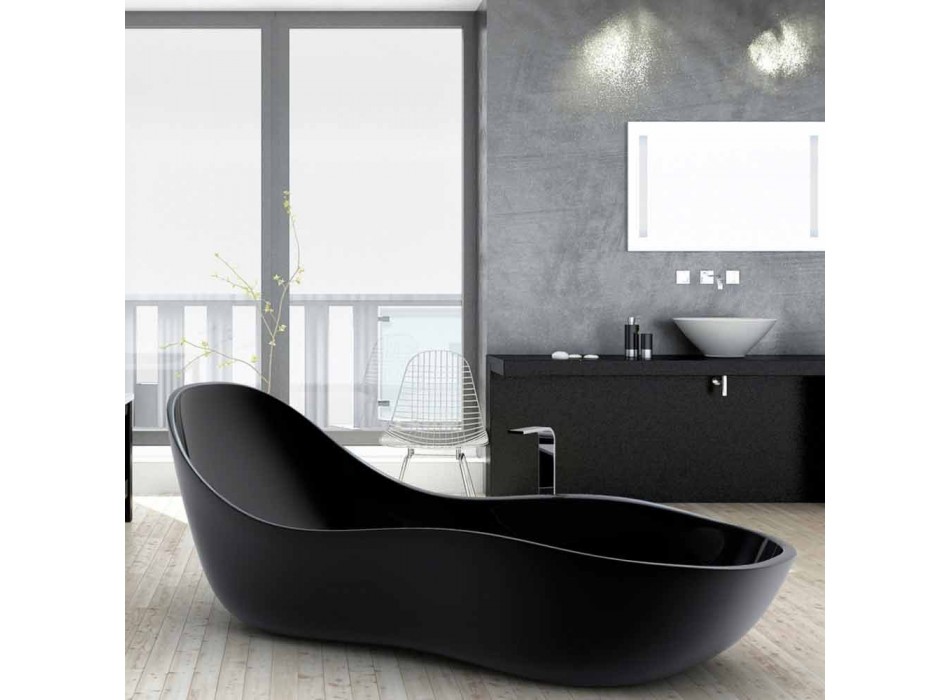 Bañera independiente lacada, diseño moderno, Wave Viadurini