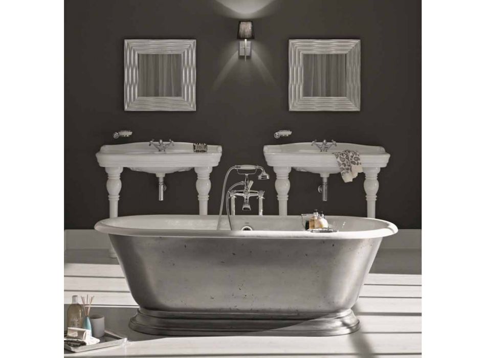 Bañera en baño de diseño con hierro fundido Pierce acabado brillante Viadurini