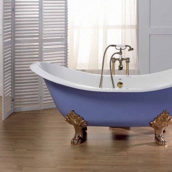 Baño esmaltado y pintado con pies de fundición de hierro Carril