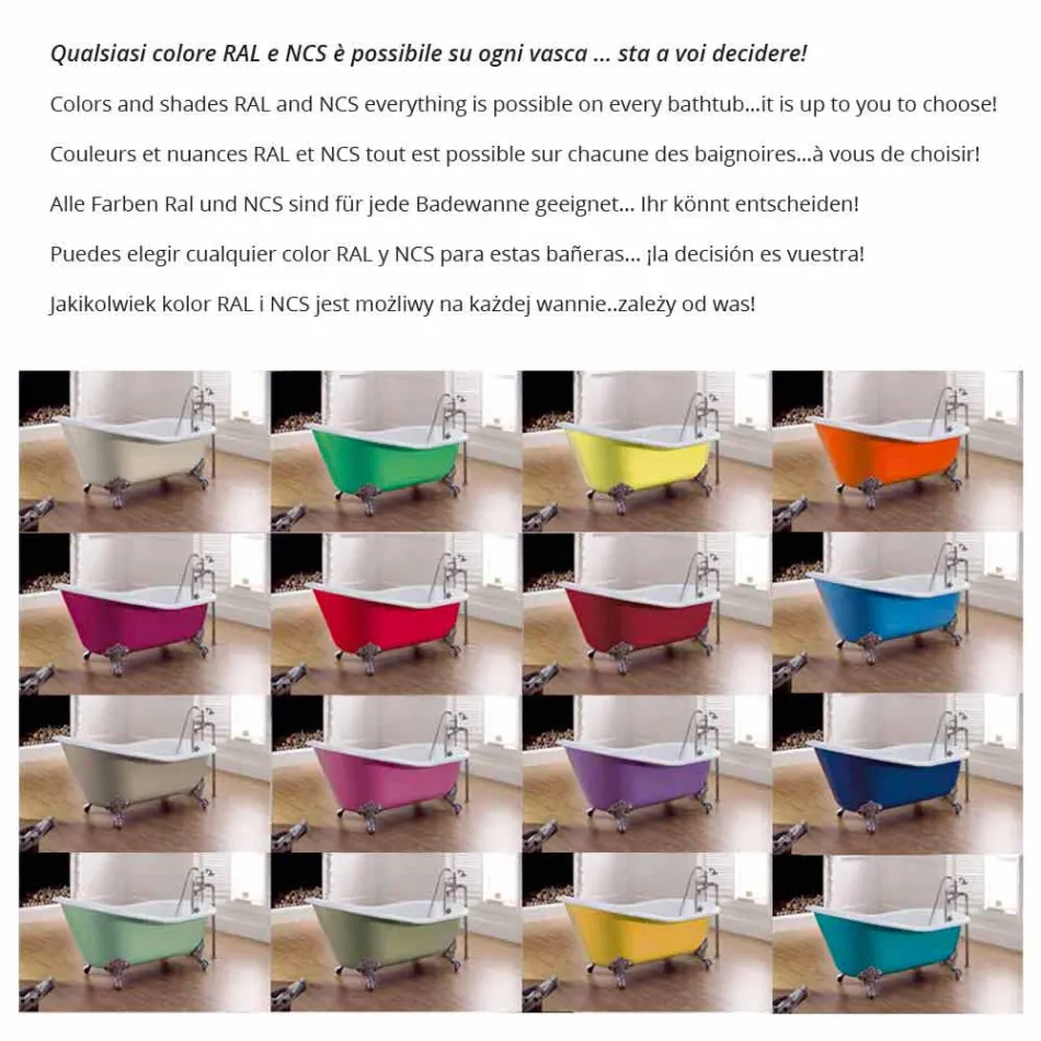 bañera de hierro fundido con pies de Melissa Viadurini