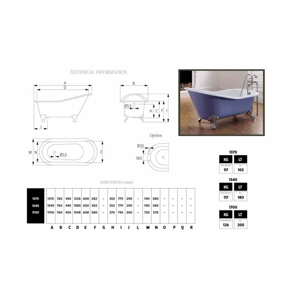baño de diseño en hierro fundido con patas decoradas Carrie Viadurini